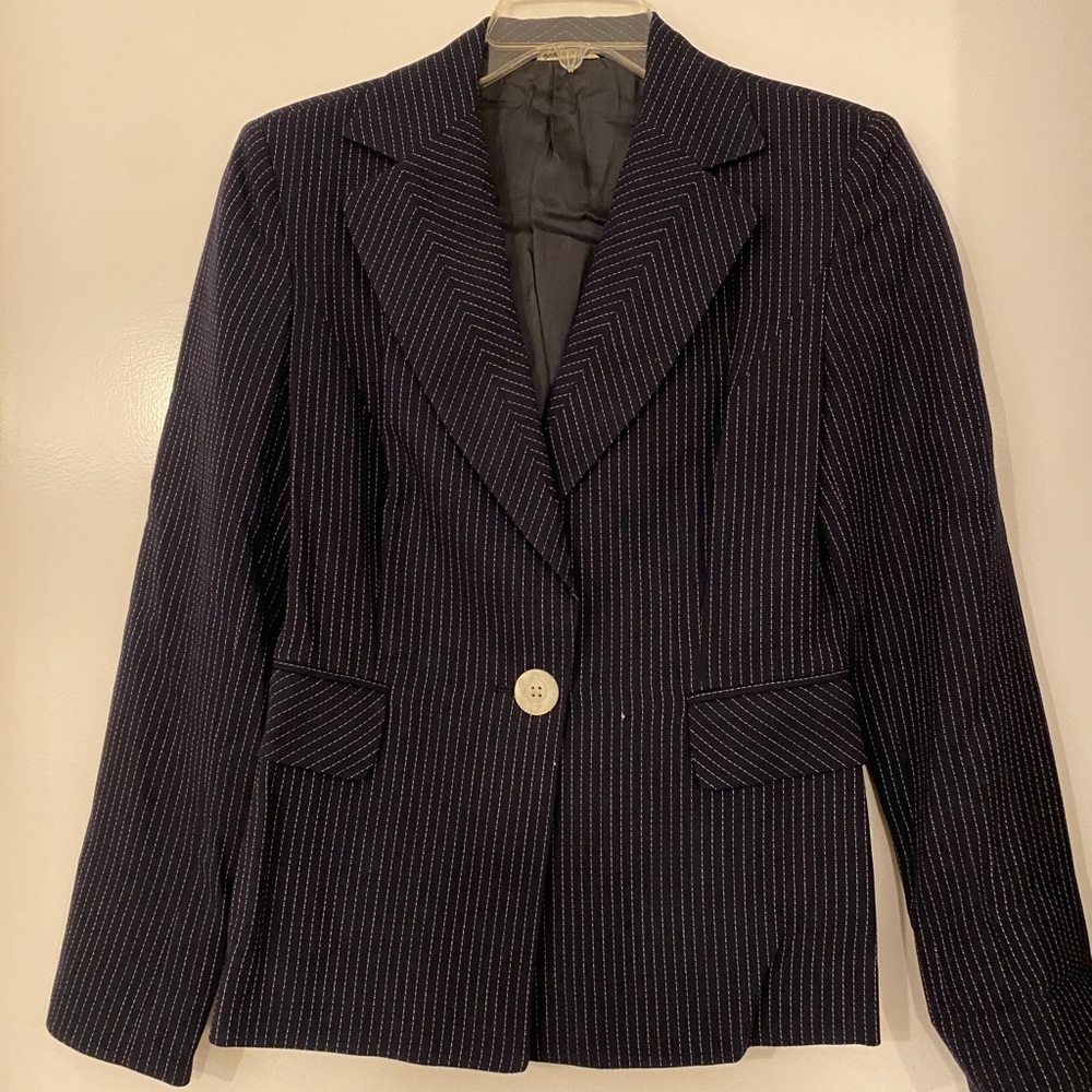 Vintage Marzotto Navy Pin Striped Blazer. EU size 40, US Size 4.